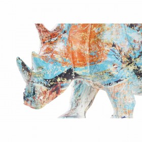 Statua Decorativa DKD Home Decor 34 x 12,5 x 16,5 cm Multicolore Rinoceronte Moderno