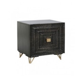 Comodino Home ESPRIT Nero Dorato 50 x 40 x 50 cm