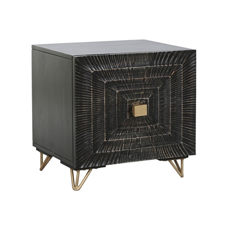 Comodino Home ESPRIT Nero Dorato 50 x 40 x 50 cm