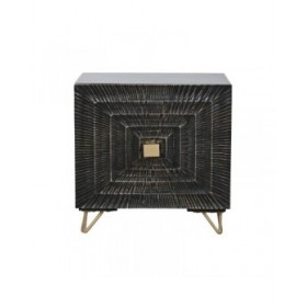 Comodino Home ESPRIT Nero Dorato 50 x 40 x 50 cm