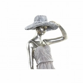 Statua Decorativa DKD Home Decor Donna Argentato Bicicletta Metallo Resina (27,5 x 9,5 x 34,5 cm)