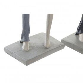 Statua Decorativa DKD Home Decor Grigio Rosa 18 x 10 x 37 cm Coppia (2 Unità)