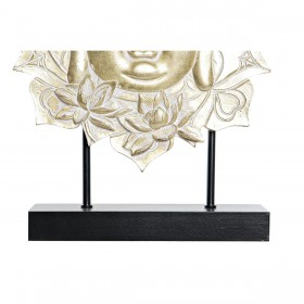 Statua Decorativa DKD Home Decor 27 x 8 x 33,5 cm Nero Dorato Buddha Orientale (2 Unità)
