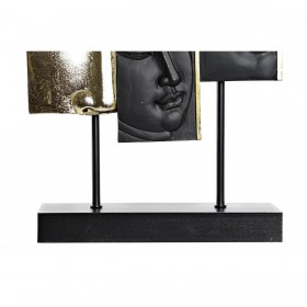 Statua Decorativa DKD Home Decor Nero Dorato Buddha Orientale 22,5 x 8 x 30,7 cm (2 Unità)