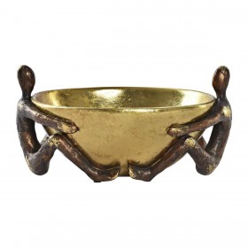 Statua Decorativa DKD Home Decor Ciotola Dorato Rame Resina Persone Moderno (23 x 20 x 12 cm)