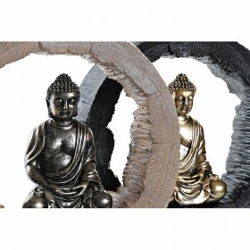 Statua Decorativa DKD Home Decor Nero Dorato Buddha Orientale 20,8 x 6 x 18,5 cm (2 Unità)