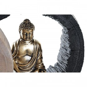 Statua Decorativa DKD Home Decor Nero Dorato Buddha Orientale 20,8 x 6 x 18,5 cm (2 Unità)