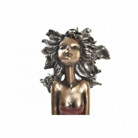 Statua Decorativa DKD Home Decor Rosso Turchese Dorato Donna 24 x 11 x 27 cm (2 Unità)