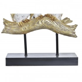 Statua Decorativa DKD Home Decor Tronco 24 x 9 x 26 cm Gufi Nero Dorato Bianco