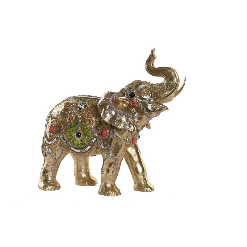 Statua Decorativa DKD Home Decor 33 x 15,5 x 31 cm Elefante Dorato Coloniale