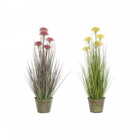 Pianta Decorativa DKD Home Decor 30 x 30 x 78 cm Rosa Metallo Giallo PVC (2 Unità)