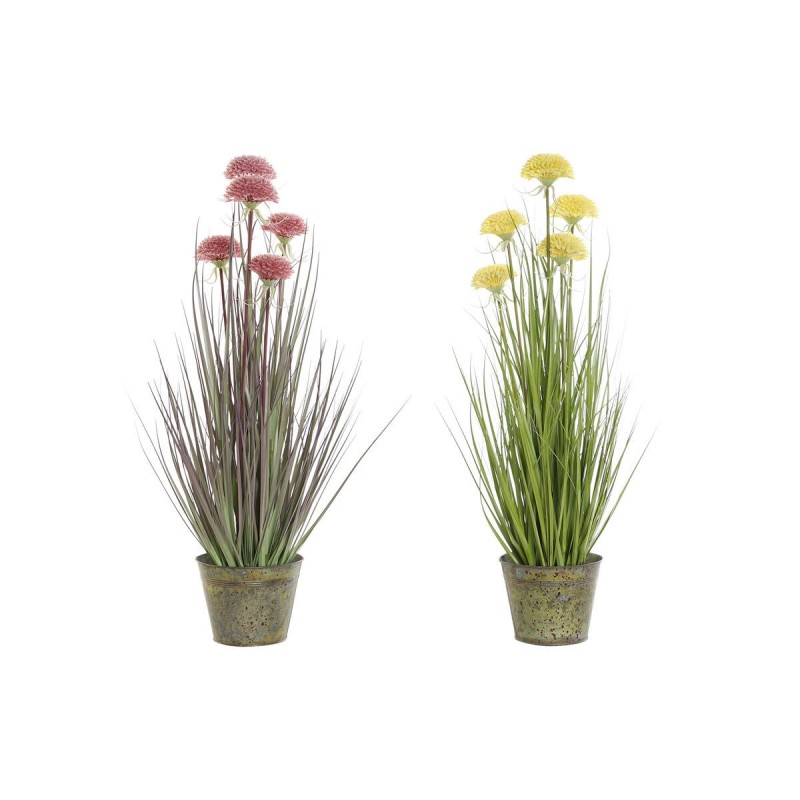 Pianta Decorativa DKD Home Decor 30 x 30 x 78 cm Rosa Metallo Giallo PVC (2 Unità)