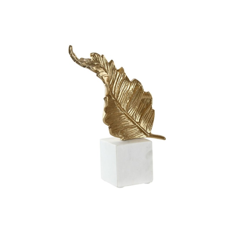 Statua Decorativa Home ESPRIT Bianco Dorato Foglia della pianta 20 x 7 x 22 cm