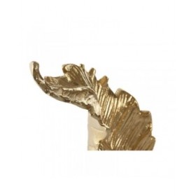 Statua Decorativa Home ESPRIT Bianco Dorato Foglia della pianta 20 x 7 x 22 cm