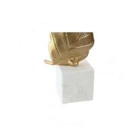 Statua Decorativa Home ESPRIT Bianco Dorato Foglia della pianta 20 x 7 x 22 cm