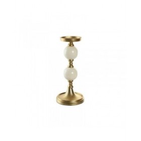 Candelabro Home ESPRIT Bianco Dorato Alluminio Moderno 15 x 15 x 33 cm
