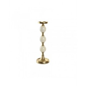 Candelabro Home ESPRIT Bianco Dorato Alluminio Moderno 15 x 15 x 43.5 cm
