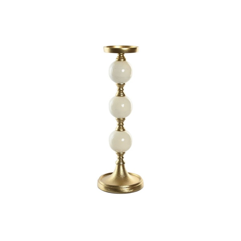 Candelabro Home ESPRIT Bianco Dorato Alluminio Moderno 15 x 15 x 43.5 cm