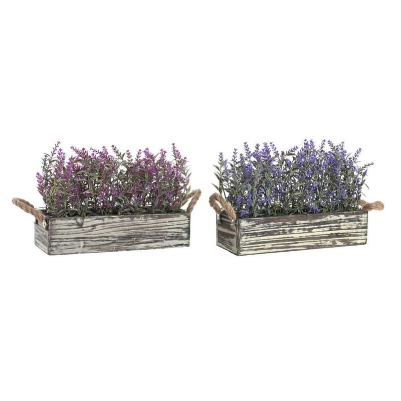 Pianta Decorativa DKD Home Decor 30 x 12 x 21 cm Legno Lilla Polietilene Fucsia (2 Unità)