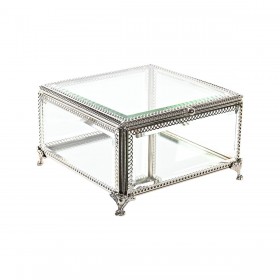 Scatola-Portagioie DKD Home Decor Cristallo Metallo 16 x 16 x 10 cm Argentato Trasparente