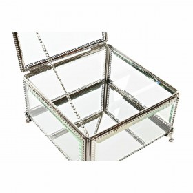 Scatola-Portagioie DKD Home Decor Cristallo Metallo 16 x 16 x 10 cm Argentato Trasparente