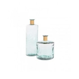 Vaso Home ESPRIT Trasparente Juncus Vetro riciclato Naturale 35 x 35 x 45 cm