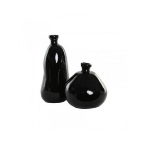 Vaso Home ESPRIT Nero Vetro riciclato 22 x 22 x 51 cm