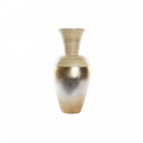 Vaso DKD Home Decor Naturale Argentato Dorato Madreperla Bambù Tropicale Foglia della pianta (25 x 25 x 53 cm)
