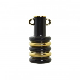 Vaso DKD Home Decor Porcellana Nero Dorato Bicolore Moderno 15 x 15 x 29 cm