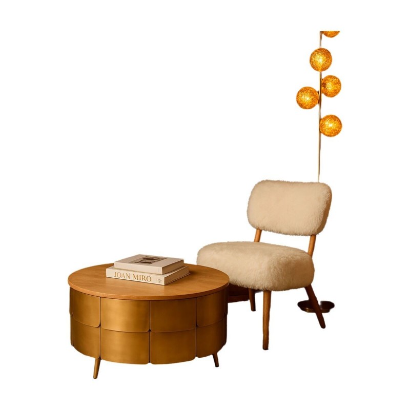 Tavolino da Caffè Home ESPRIT Dorato 90 x 90 x 45 cm