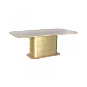 Tavolo da Pranzo Home ESPRIT Dorato Ottone Legno di mango 210 x 110 x 76 cm
