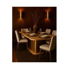 Tavolo da Pranzo Home ESPRIT Dorato Ottone Legno di mango 210 x 110 x 76 cm