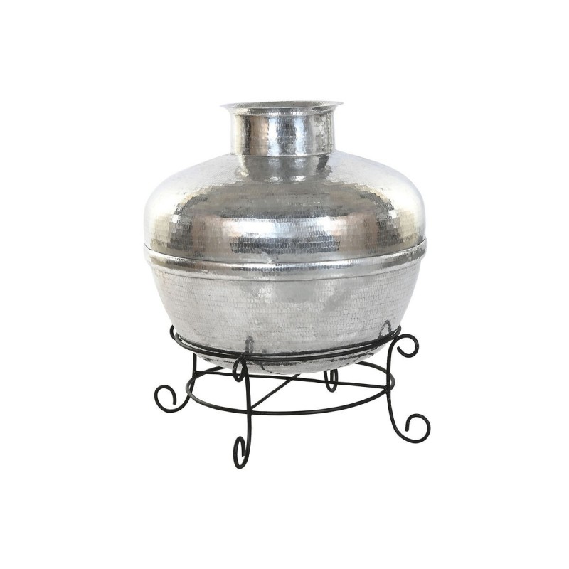 Vaso Home ESPRIT Nero Argentato Alluminio Ferro 75 x 75 x 90 cm