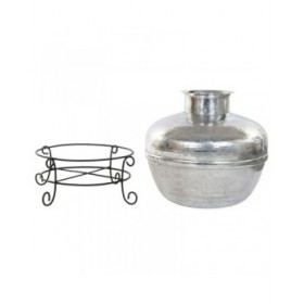 Vaso Home ESPRIT Nero Argentato Alluminio Ferro 75 x 75 x 90 cm