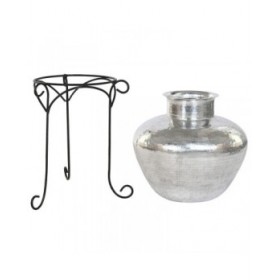 Vaso Home ESPRIT Nero Argentato Alluminio 45 x 45 x 95 cm