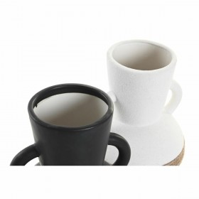Vaso DKD Home Decor 16,5 x 16,5 x 24 cm Ceramica Nero Marrone Corda Bianco (2 Unità)