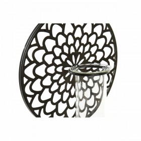 Portacandele DKD Home Decor Cristallo Nero Metallo Legno Marrone 20 x 20 x 36 cm
