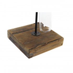 Portacandele DKD Home Decor Cristallo Nero Metallo Legno Marrone 20 x 20 x 36 cm
