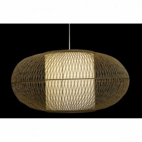 Lampadario DKD Home Decor Bianco Naturale Bambù 40 W 83 x 83 x 40 cm