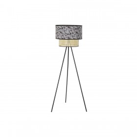Lampada da Terra DKD Home Decor Naturale Nero Metallo Palme Poliestere Coloniale (60 x 60 x 129 cm)