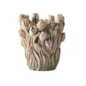Vaso Home ESPRIT Grigio Cemento Tulipano 21 x 21 x 23 cm