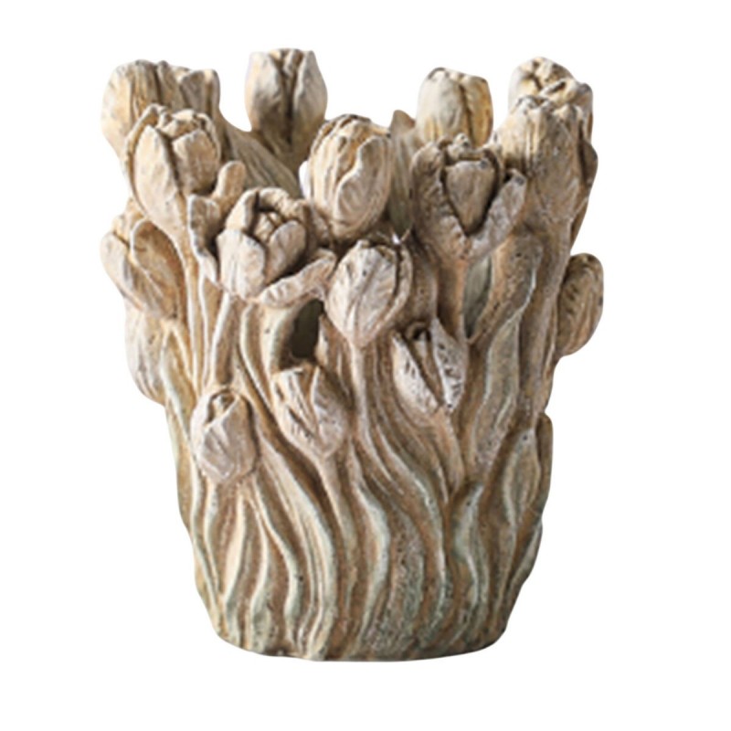 Vaso Home ESPRIT Grigio Cemento Tulipano 21 x 21 x 23 cm
