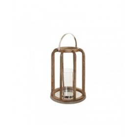 Portacandele Home ESPRIT Marrone Argentato Naturale Cristallo Legno di mango 30 x 30 x 42 cm