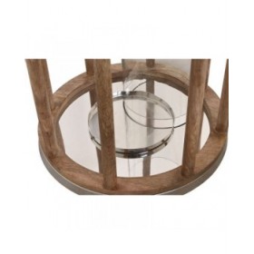 Portacandele Home ESPRIT Marrone Argentato Naturale Cristallo Legno di mango 30 x 30 x 42 cm