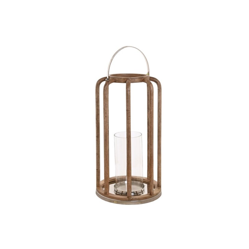 Portacandele Home ESPRIT Marrone Argentato Cristallo Legno di mango 30 x 30 x 53 cm