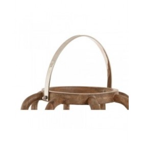 Portacandele Home ESPRIT Marrone Argentato Cristallo Legno di mango 30 x 30 x 53 cm