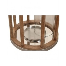 Portacandele Home ESPRIT Marrone Argentato Cristallo Legno di mango 30 x 30 x 53 cm