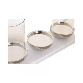 Portacandele Home ESPRIT Bianco Argentato Cristallo Marmo 40 x 13 x 22 cm