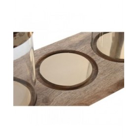 Portacandele Home ESPRIT Marrone Acciaio Legno di mango 51 x 19 x 33 cm