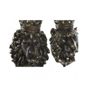 Statua Decorativa Home ESPRIT Marrone scuro Leone Corona 21 x 18 x 44 cm (2 Unità)